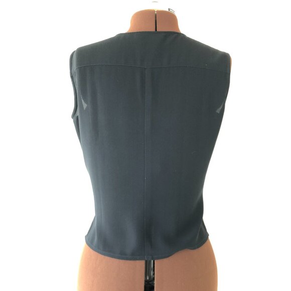 Jaeger Black Button Front Sleeveless Blouse - Picture 3 of 8
